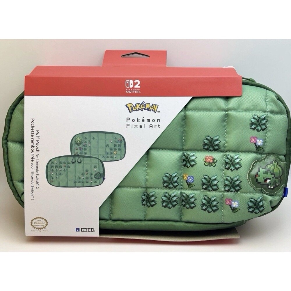 HORI Puff Pouch (Pokemon Pixel Green) for Nintendo Switch 2/OLED/Base Model Case